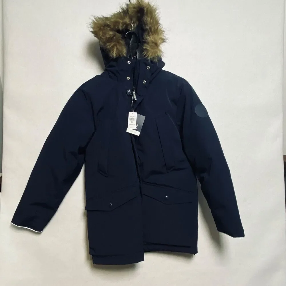 Gap Kids Down Fill Parka Faux Fur Youth XXL Navy Blue NWT